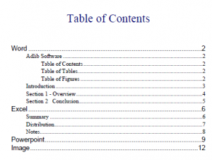 Table of Contents