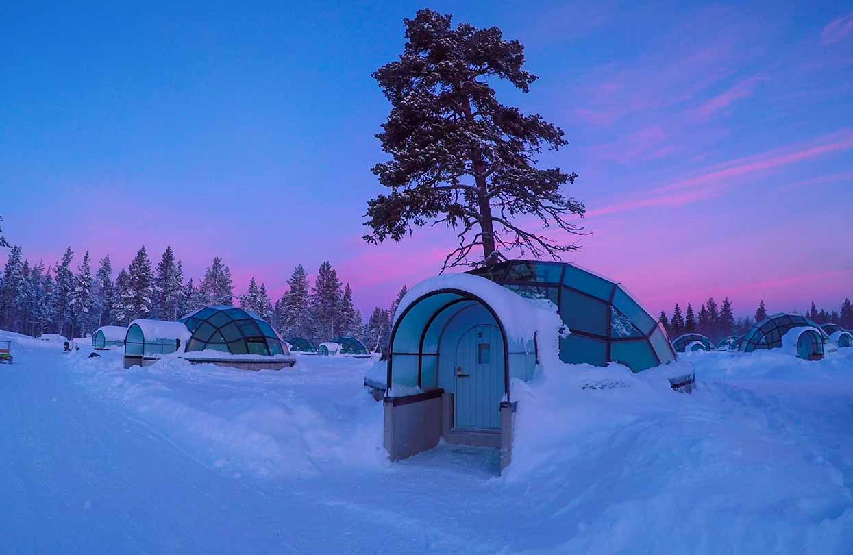 Glass igloo village at Kakslauttanen Arctic Resort Finland, image by Flystock, Shutterstock