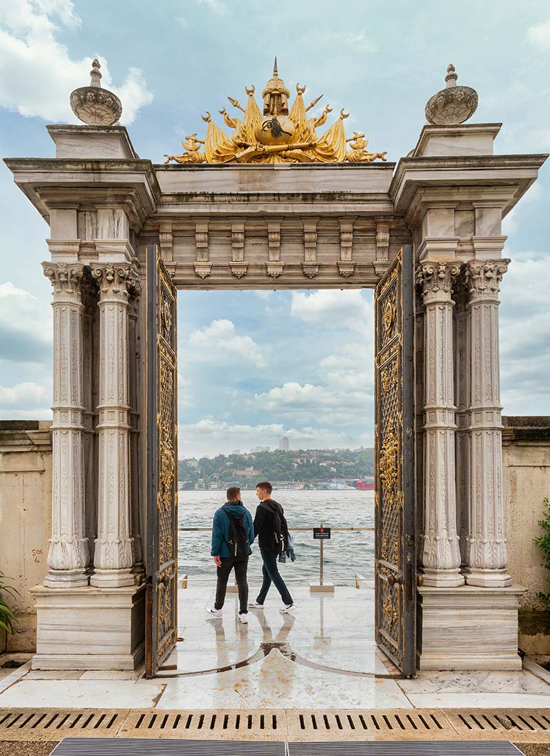 Marble gate leading to the Bosphorus Strait located at Beylerbeyi Palace, image by Halit Sadik, Shutterstock