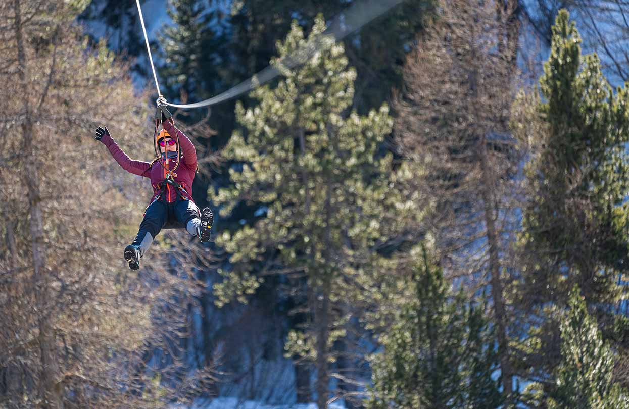 Zip lining across treetops in Saas-Fee, Image Copyright Saastal Tourismus AG Filme von Draussen